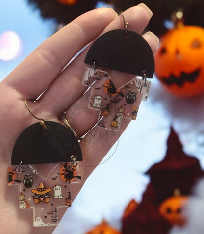 Vintage Print Halloween Earrings